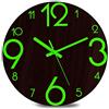 Plumeet Orologio da Parete Luminoso - 30cm Orologio in Legno Silenzioso con luminescenza - Grande Orologio da Parete Decorativa per la Cucina, Ufficio, Camera da Letto (Numeri Piatti)