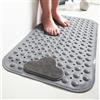Moulaelos Tappetino da Doccia Antiscivolo, 80x50cm, Tappetino da Bagno Antiscivolo con Ventose, Tappeto per Piatto Doccia Antiscivolo Comfort Massaggio, Lavabile in Lavatrice, Grigio
