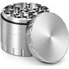 JCASE Grinder Premium - Macinino per erbe aromatiche in acciaio inox, 4 pezzi, Ø 63 mm, con custodia protettiva con chiusura lampo, raschietto per polline, pennello e boccaglio