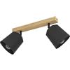 Eglo Faretto da soffitto Cotorro, lampada da soffitto a 2 luci con faretti orientabili, FSC100HB, lampada da soffitto scandinava in legno naturale e metallo nero, faretto da soffitto, attacco E27
