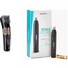 BaByliss MEN E974E Tagliacapelli con Lame in Acciaio Inox, 60 Minuti di Autonomia & BaByliss For Men E650E Tagliapeli Naso, Orecchie, Testina Circolare, a Batterie, Nero