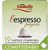 Caffe Trombetta Caffè Trombetta L'Espresso, Capsule Compatibili Nespresso Compostabili, Pregiato - 8 Confezioni da 10 Capsule (80 Capsule)