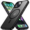 Aunote Magnetica Cover per iPhone 14 Compatibile con MagSafe, Protezione Antiurto di Livello Militare, Retro Resistente ai Graffi Custodia iPhone 14 6,1 Pollici. Nero Traslucido
