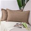 Madizz 2 Pezzi Lino in Poliestere Copricuscini Morbido Decorativo Fodere per Cuscino Lusso Stile per Divano Camera da Letto 30x50 cm Marrone Chiaro