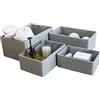 La Jolíe Muse LJM Cesti Organizzatori Set di 4 per Armadi e Cassetti Grigio Contenitori a Cubo Impilabili per la Casa e l'Ufficio Contenitore Cosmetico Scrivania