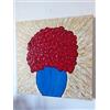 DORON ARTE QUADRO MODERNO ASTRATTO DIPINTO A MANO TELAIO GALLERY BORDI DIPINTI - VASO CON FIORI ROSE ROSSE - 50x50x4 cm -RIF206