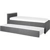 Beliani Divano Letto Estraibile in Tessuto Grigio Scuro Rete a Doghe 80 x 200 cm