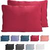 Komfortec Set di 2 federe per cuscino da 40 x 60 cm, 100% cotone, super morbide, 150 g/m², colore: rosso aurora