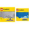 LEGO 11024 Classic Base Grigia, Tavola per Costruzioni Quadrata con 48x48 Bottoncini & 11025 Classic Base Blu, Tavola per Costruzioni Quadrata con 32x32 Bottoncini