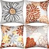 Cheekywares Federe Cuscini Divano Fiori Boho Astratto Vintage Lino Copricuscini 45x45cm Marrone Grigio Fodere Decorativi per Camera da Letto Soggiorno, Set di 4