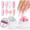AIMEILI 5 in 1 Trasparente Solid Nail Builder Gel Solid Nail Extension Builder Gel Unghie Gel Ricostruzione Unghie Chiaro e Rosa Kit 3, 2x15g