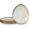 Henten Home Servizio Tavola in Gres Smaltato, 4 Piatti da Dessert, Tapas/piatto di Presentazione, Stoviglie Fatte a mano in Ceramica - Beige