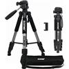ZoMei Treppiede Fotocamera, ZOMEI Q111 Treppiede per Cellulare, Treppiede Leggero in Alluminio da 140cm con Testa Pan Girevole a 3 Vie, Supporto per Telefono e Borsa da Transporto - Argento