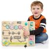 NUKied Busy Board per Bambini,Giocattoli Montessori in Legno,Pannello Sensoriale Montessori,Giochi Educativi per 3-8 Anni con Chiusure,Cerniera,Laccio,Forme Abbinate,Serrare Le Viti