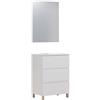Baikal Set di mobili da bagno Neo con lavabo ceramica e specchio luna, tre cassetti, su piedi. Finitura bianca. Dimensioni 60 x 83 x 46 cm. Mobile MONTATO