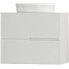 Baikal Mobile bagno Gavin, 2 cassetti, Mobile sospeso a parete, con lavabo in ceramica su piano di lavoro, varie finiture e misure, mobile montato, senza specchio, 70 cm bianco