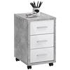 FMD Möbel Cassettiera con rotelle, Legno ingegnerizzato, Cemento La/Bianco Lucido, ca. 35 x 53,6 x 42 cm