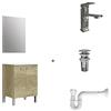 Baikal Pacchetto soluzione completa include: mobile da bagno, lavabo in ceramica, rubinetto, sifone estensibile e valvola di scarico, mobile montato in un unico con specchio 60 cm Nature