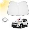 BIBIBO Parasole per auto con protezione UV, compatibile con Jeep Renegade BU 2015-2025, parasole per parabrezza anteriore, protezione dal calore auto contro i raggi UV, pieghevole