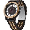 Tiong Orologio da uomo, orologio da donna, in legno, cassa trasparente quadrante digitale arabo, orologio da uomo, movimento al quarzo, orologio in legno da uomo, Q1213-nero…