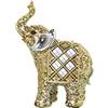 DRW Figura di un elefante in resina con specchi dorato 11 x 6 x 16 cm