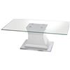 DRW - Tavolino da Salotto in Vetro, Legno e Metallo Trasparente, Bianco e Cromato, 120 x 60 x 45 cm