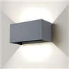 ENCOFT 24W Applique da Esterno Interno COB LED Lampada da Esterno a Parete IP65 Impermeabile 6000K in Alluminio Plafoniera da Parete per Giardino Balcone Grigio