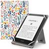 MoKo Custodia Cover Universale Compatibile con E-Lettore Kindle/Kobo/Voyaga/Lenovo/Sony/Tolino da 6, 6,8 e 7, in Pelle PU con Chiusura di Elastico, Doppio Supporto e Manico, Fiori