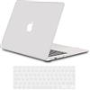 TECOOL Cover compatibile con vecchio MacBook Air 13 Pollici 2017-2010 (A1466 1369), Custodia Rigida Protettiva Sottile in Plastica Superficie Opaca e Copritastiera UE, Bianco Traslucido