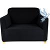 Poligino Copripoltrona 1 Posto con Braccioli | Copridivano Impermeabile | Elasticizzato | AntiGraffio Gatto | Universale | Copridivano Indispensabile per Animali Domestici (1 Posto, Nero)