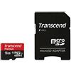 Transcend TS16GUSDU1 Scheda di Memoria MicroSDHC da 16 GB con Adattatore, Classe 10 U1