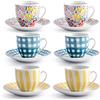 Royal Norfolk Surreal Spring Set 6 Tazzine da Caffè con Piattino, in Porcellana, 90cc