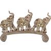 DRW Figura di 3 elefanti in resina dorato 26 x 5 x 16 cm