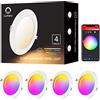 Lumary 12W Smart LED Faretto da incasso 4Pack Luci da incasso a soffitto Dimmerabile Bianco caldo Bianco freddo RGB Faretti da soffitto LED multicolore Compatibile con Alexa/Google Home, Controllo App