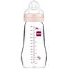 MAM Biberon Feel Good A163, Biberon in vetro, con tettarella 2 brevettata SkinSoftTM silicone ultra morbido per neonati da 0 mesi, 260 ml, rosa
