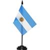 ANLEY Set bandiera da scrivania deluxe Argentina - Bandiera argentina da tavolo in miniatura da 6 x 4 pollici con palo da 12 - Colori vivaci e resistente allo sbiadimento - Base nera e punta a lancia