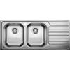 Blanco PRONTA CONSEGNA - Blanco Lavello due vasche con gocciolatoio dx DINAS 8 S 1328107 in acciaio inox da 116x50 cm - Sopratop