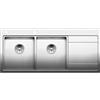 Blanco Lavello due vasche con gocciolatoio dx DIVON II 8 S-IF 1519822 in acciaio inox da 116x51 cm - Sopratop/Filotop