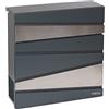 ARREGUI Armor E6905 Cassetta Postale in Acciaio e Acciaio Inossidabile con Portagiornali, Formato M (DIN A4), Cassetta della Posta da Parete Moderna con Coperchio Protettivo, Grigia Antracite e Inox