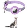 KOCNYDEY Collare per gatti AirTag in pelle riflettente, anti-perdita di gatto GPS Tracker collare con supporto regolabile e Bell integrato Apple Air Tag Collare per gatti di piccola taglia (Viola)