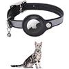 KOCNYDEY Collare per gatti AirTag in pelle riflettente, anti-perdita di gatto GPS Tracker collare con supporto regolabile e Bell integrato Apple Air Tag Collare per gatti di piccola taglia (Nero)