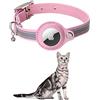 KOCNYDEY Collare per gatti AirTag in pelle riflettente, anti-perdita di gatto GPS Tracker collare con supporto regolabile e Bell integrato Apple Air Tag Collare per gatti di piccola taglia (Rosa)