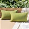 MIULEE 2 Pezzi Federe Cuscini per Divano Impermeabili all'Aperto Copricuscini per Camera da Letto Balcone Giardino all'Esterno Federe in Poliestere Eleganti e Moderni Lavabile 30x50 cm Matcha Verde