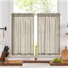 TOPICK Tende cucina lino Passante tenda da bistrot porta finestra balcone stile country roulotte 2 pezzi corte semi-trasparenti rustiche soggiorno doccia tenda per interni 65L x 90A cm, Marrone