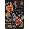 LuckyLinde Targa in metallo, 30 x 20 cm, stile retrò, per bar, ricette cocktail, Summer Feeling - Aperol Spritz - Prosecco
