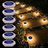YiLaie Segnapasso 20 Leds Esterno Solare, 10cm Luci Esagonali da Giardino con Adesivo Luce 360°, Faretti Solari a Pavimento IP68 Calpestabili per Viale, Camminamento, Scale, Bianco Caldo (6 Pezzi)