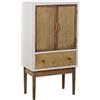 DRW Armadio con 2 Ante e 1 cassetto in Legno e Vimini Simulato in Bianco e Naturale 60 x 35 x 116 cm, 60x35x116cm