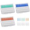 MIVAIUN 120 Pezzi Spazzolino Interdentale,Interdentali Filo,Spazzolini interdentali Stick,Denti Doppio Uso Filo Interdentale per l'igiene Dentale Orale 3 scatole - 40 Pezzi/scatola(Blu+Verde+Arancio)