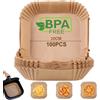 AiQInu Carta Forno per Friggitrice ad Aria,100 Pezzi 20-24 cm Carta Pergamena Quadrata Food-Grade BPA Free, Antiaderente Carta per Friggitrice ad Aria Facile da Pulire per 4.5-6L Friggitrice ad Aria