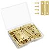 VIPMOON 30 Pezzi Mini Cerniere Ottone, 29 x 17mm Cerniera per Legno Cerniere a Scomparsa Acciaio Inox con 150 Viti Cerniere Mobili per Porte, Fai da Te, Mobili di Legno, Artigianato in Legno (Oro)